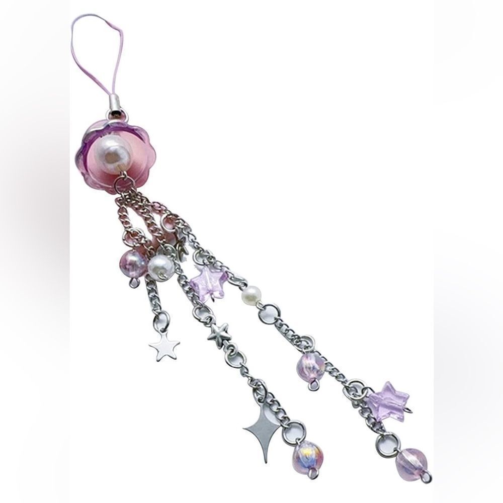 Pink and Silver Jellyfish Charm /Keychain
